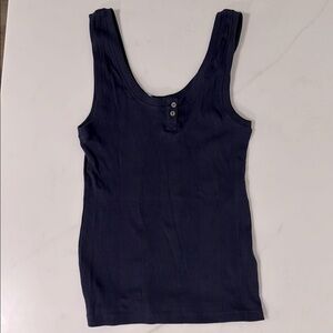 Goldie Navy Cotton Rib Henley Tank Top